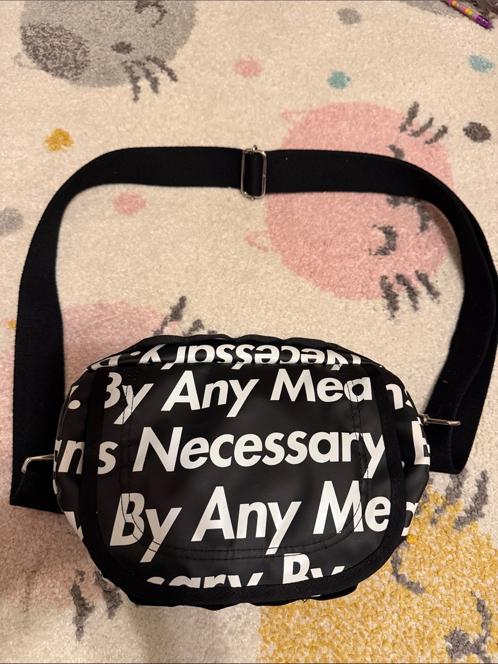 North-face X Supreme Colab Blk & Wht 'By Any Means Necessary' Belt Bag UnisexEUC